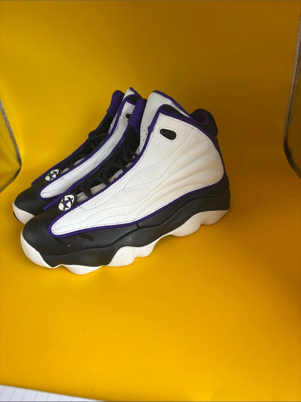 Air Jordan Kids Basketball Shoes - White, Black & Purple Size 6Y